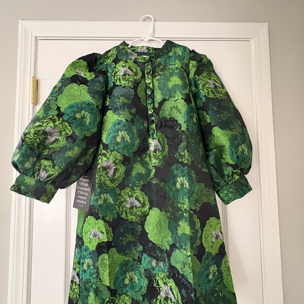 Green Jacquard Samantha Dress by Pomander Place - Picture 2 of 5